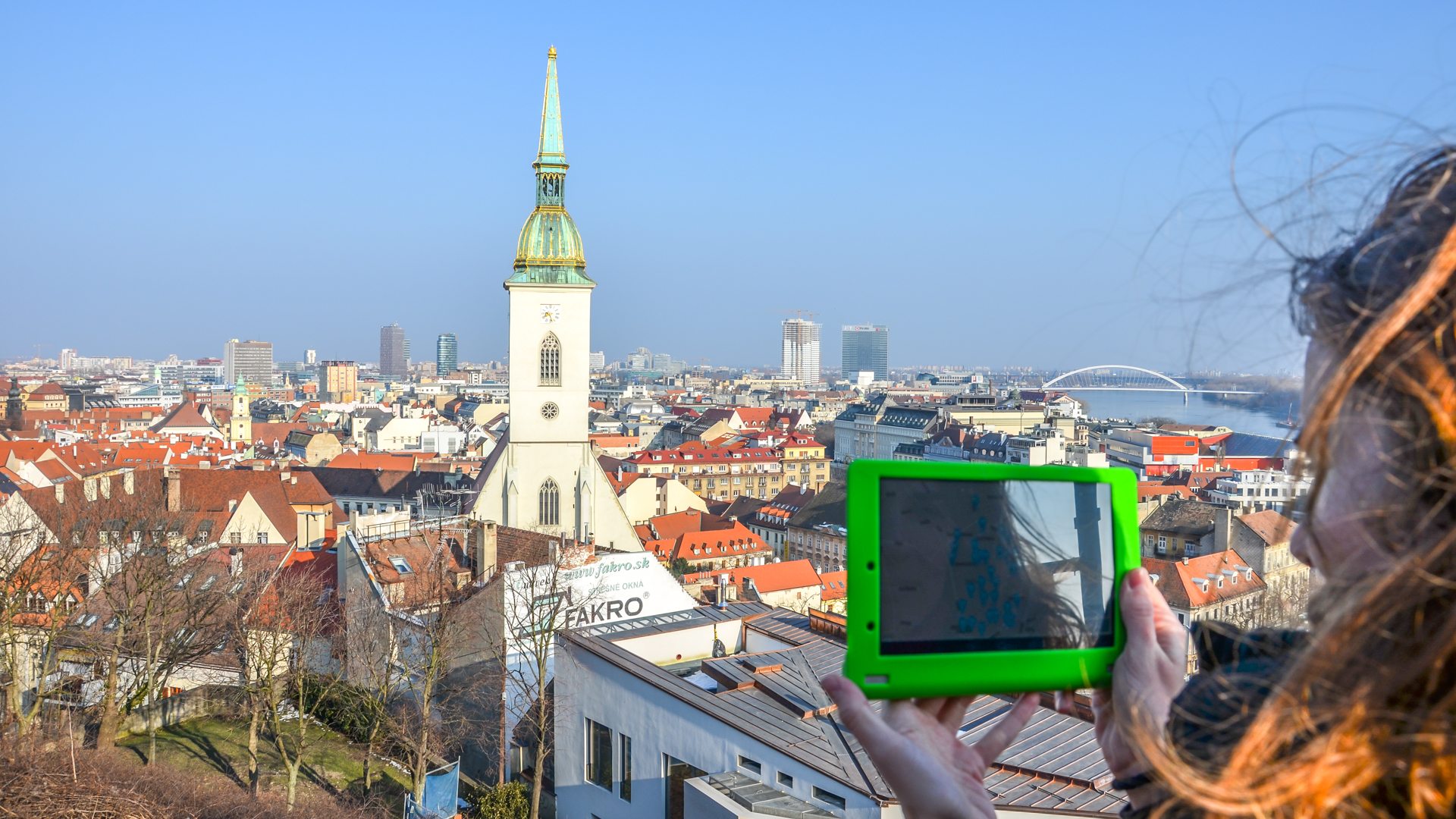 Team building event with tablets in the capital of Slovakia